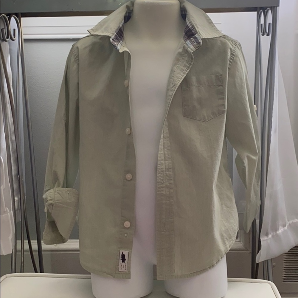 3T Soft Olive Green Poplin Shirt Janie and Jack.